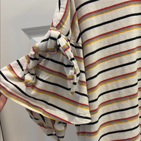 Easel Striped Short Sleeve Top with Ruffle Detail - Picture 3 of 6